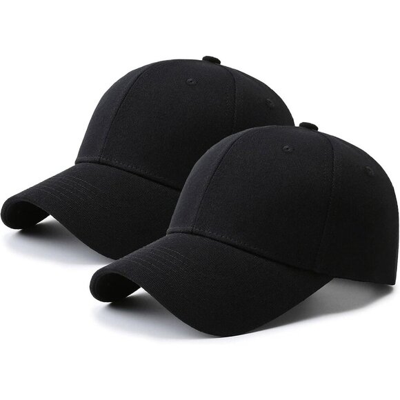 2 Packs Black+black Baseball Cap Golf Dad Hat For Men And Women main image 7